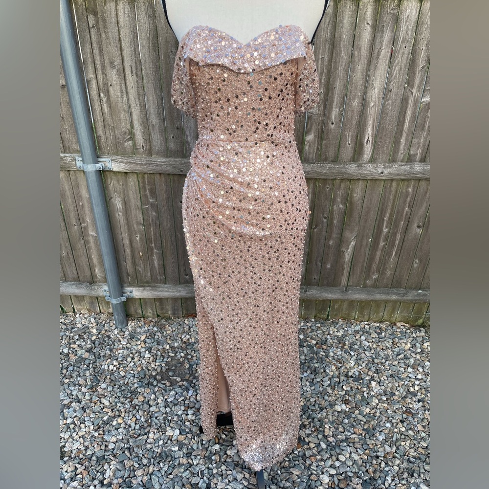 Prom Dress Ladivine Cinderella Divine Sequin 4  Gown CD260 Rose Gold Bridesmaid - Picture 3 of 11